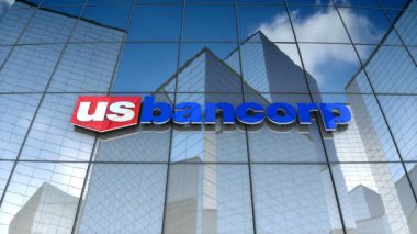 Aralık 2017, sadece editoryal kullanım, 3d animasyon, ABD Bancorp logosu cam bina üzerine.