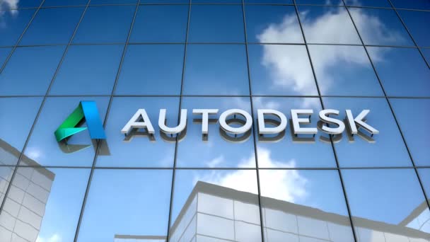 September 2017 Editorial Use Only Animation Autodesk Inc Logo Glass — Stock Video