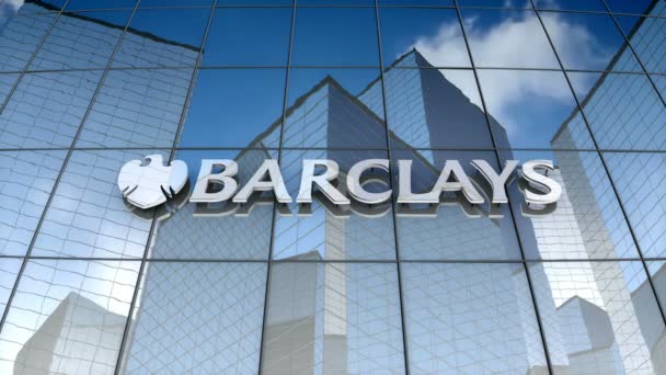 Декабрь 2017 Редакции Анимация Логотип Barclays Plc Стеклянном Здании — стоковое видео