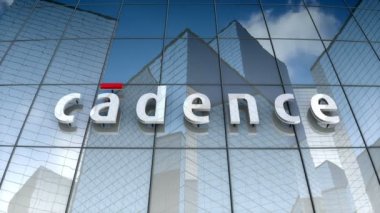 Ocak 2018, sadece editoryal kullanım, 3 boyutlu animasyon, Cadence Design Systems, Inc. logo on glass building.
