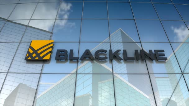Styczeń 2018 Tylko Użytku Redakcyjnego Animacja Logo Blackline Szklanym Budynku — Wideo stockowe