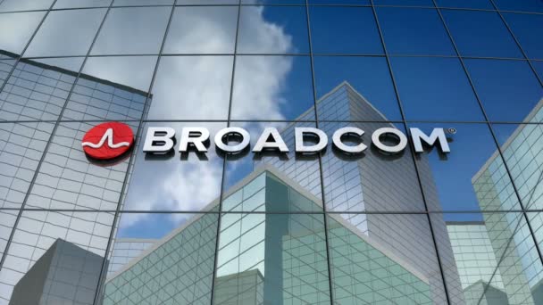March 2018 Editorial Use Only Animation Broadcom Corporation Logo Glass — Stock Video