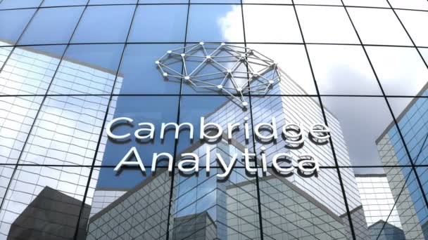 April 2018 Redaktionell Användning Endast Animation Cambridge Analytica Logotyp Glasbyggnad — Stockvideo