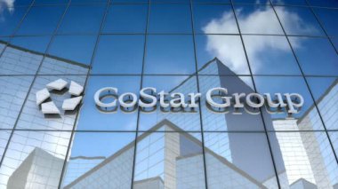 Aralık 2017, sadece editoryal kullanım, 3d animasyon, Costar Group, Inc. logo on glass building.