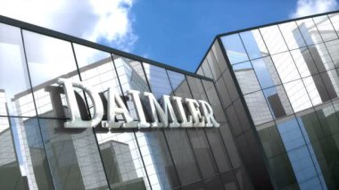 Haziran 2018, sadece editoryal kullanım, 3 boyutlu animasyon, Daimler Ag logosu cam bina.