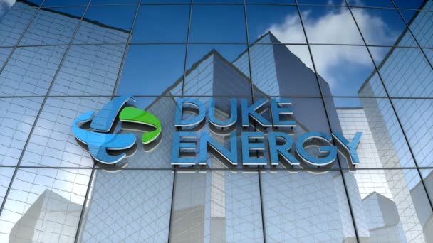 December 2017 Alleen Redactioneel Gebruik Animatie Duke Energy Logo Glasgebouw — Stockvideo