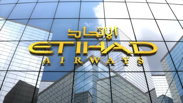 Μάιος 2018 Editorial Use Only Animation Λογότυπο Της Etihad Airways — Αρχείο Βίντεο