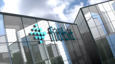 Ekim 2018, sadece editoryal kullanım, 3d animasyon, Fitbit Inc. Cam bina logosu.