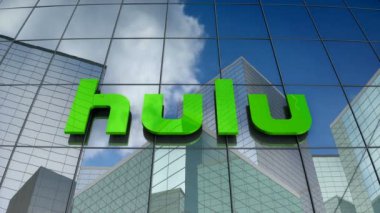 Mart 2018, sadece editoryal kullanım, 3 boyutlu animasyon, Hulu LIC logosu cam bina.