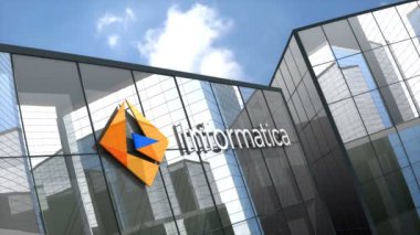 Ekim 2018, sadece editoryal kullanım, 3 boyutlu animasyon, cam inşaatı hakkında bilgi logosu.