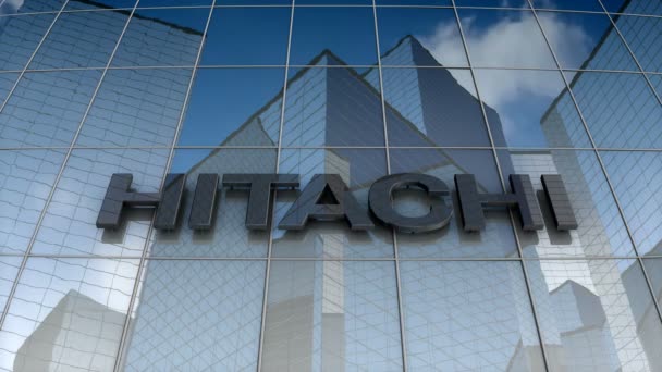 Grudzień 2017 Tylko Użytku Redakcyjnego Animacja Hitachi Ltd Logo Budynku — Wideo stockowe