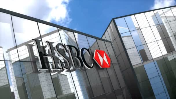 June 2018 Editorial Use Only Animation Hsbc Bank Logo Glass — Stock Video