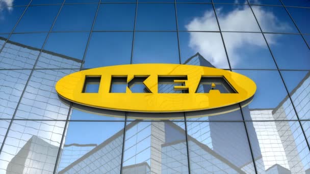 Σεπτέμβριος 2017 Editorial Use Only Animation Λογότυπο Ikea Γυάλινο Κτίριο — Αρχείο Βίντεο