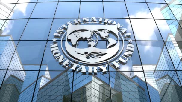 Říjen 2018 Redakční Použití Animace Logo Mezinárodního Měnového Fondu Skleněné — Stock video
