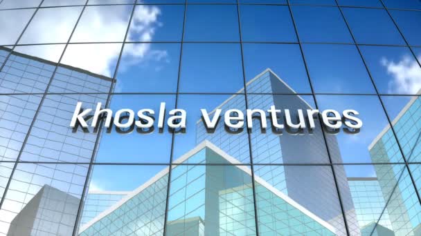 2018年1月 编辑仅在玻璃建筑上使用3D动画 Khosla Ventures标志 — 图库视频影像