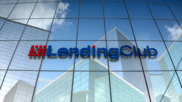 2018年1月 编辑仅使用3D动画 Lendingclub标志在玻璃建筑上 — 图库视频影像
