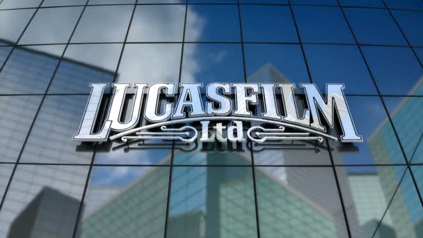 2018年1月 编辑仅在玻璃建筑上使用3D动画Lucasfilm Ltd Llc标志 — 图库视频影像