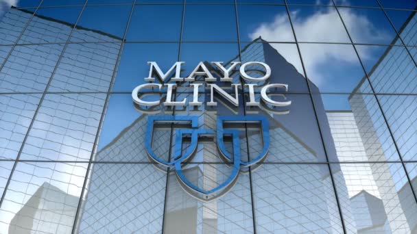 Październik 2017 Tylko Użytku Redakcyjnego Animacja Logo Kliniki Mayo Budynku — Wideo stockowe
