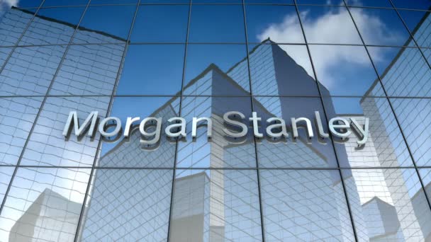 Октябрь 2017 Внутреннего Пользования Анимация Логотип Morgan Stanley Стеклянном Здании — стоковое видео