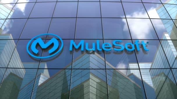 2018年10月 编辑仅在玻璃建筑上使用3D动画 Mulesoft Inc — 图库视频影像