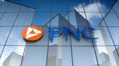 Aralık 2017, sadece editoryal kullanım, 3d animasyon, Pnc Finansal Hizmetler Grubu, Inc. logo on glass building.