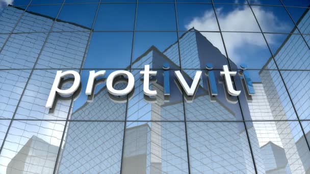 October 2017 Editorial Use Only Animation Protiviti Logo Glass Building — Stock Video