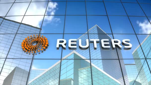 Январь 2018 Внутреннего Пользования Анимация Логотип Reuters Стеклянном Здании — стоковое видео