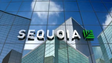 Ocak 2018, sadece editoryal kullanım, 3 boyutlu animasyon, cam bina sequoia Capital logosu.