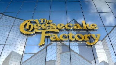 Eylül 2017, sadece editör kullanımı, 3 boyutlu animasyon, Cheesecake Factory cam bina logosu.