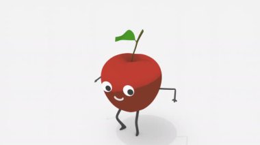 Çocuk video animasyonu, dans eden Apple karakteri, komik surat..