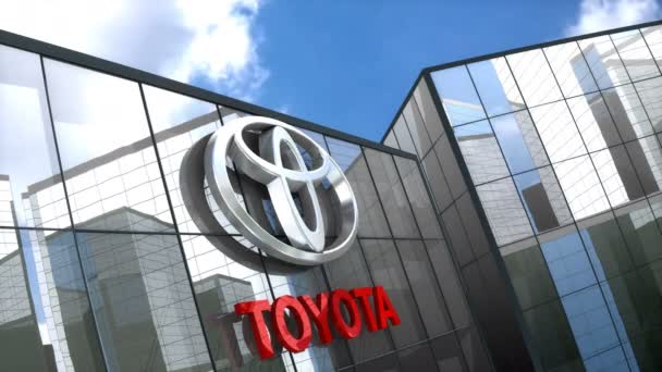 Junho 2018 Apenas Uso Editorial Animação Toyota Logotipo Construção Vidro — Vídeo de Stock