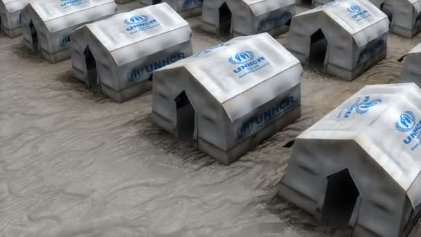 Editorial Artist Rendering Unhcr Refugee Camp Militant Des Droits Humains — Video