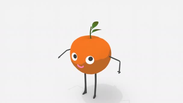 Kinderen Video Animatie Dansen Tangerine Karakter Grappig Gezicht — Stockvideo