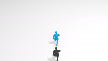 Animasyon liderliği figürü ve takipçisi, bir grup insan.