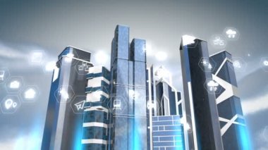 Akıllı şehir 3d arkaplan canlandırması