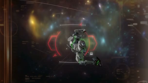 Гра Анімація Scifi Crosshair Ціль Заблокована Космічному Бойовому Роботі — стокове відео
