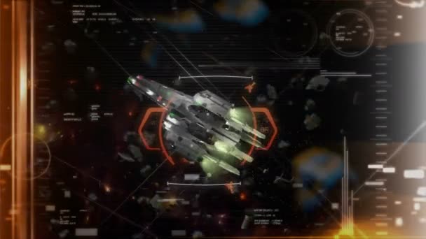 Gra Jak Animacja Scifi Crosshair Cel Zablokowany Statku Kosmicznym — Wideo stockowe