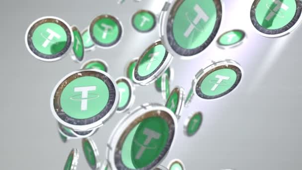 Анимация Цифровых Валютах Tether Coin — стоковое видео