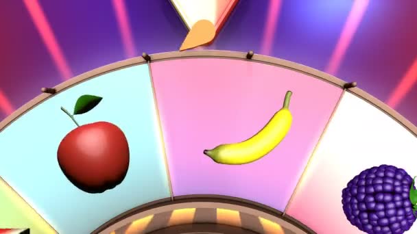 Animación Vídeo Infantil Rueda Fruta Banana — Vídeo de stock
