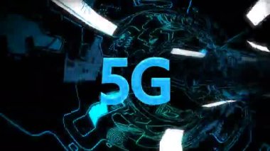 Bilgisayar oluşturulan, 5g bağlantı teknolojisi animasyon.