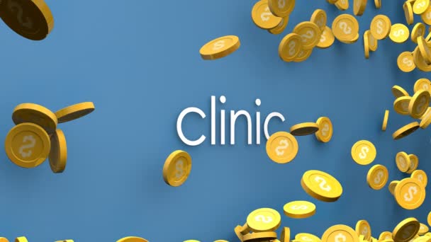 Coin Piling Rising Cost Clinic Animation — Stock Video