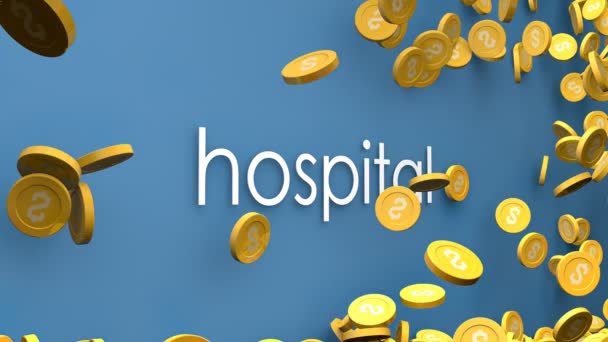 Monedas Amontonadas Aumento Animación Del Presupuesto Del Hospital — Vídeo de stock