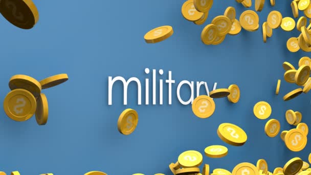 Monedas Amontonadas Presupuesto Militar Aumento Animación Monedas — Vídeo de stock