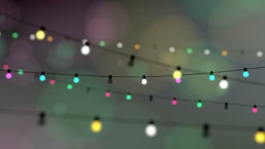 Parlak dekorasyon ışıkları, kutlama animasyonu.