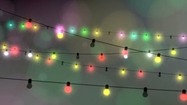 Parlak dekorasyon ışıkları, kutlama animasyonu.