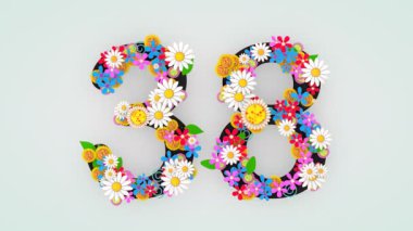 Numerical digit floral animation, 38.