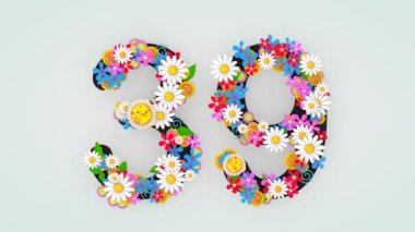 Numerical digit floral animation, 39.