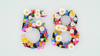 Numerical digit floral animation, 58.