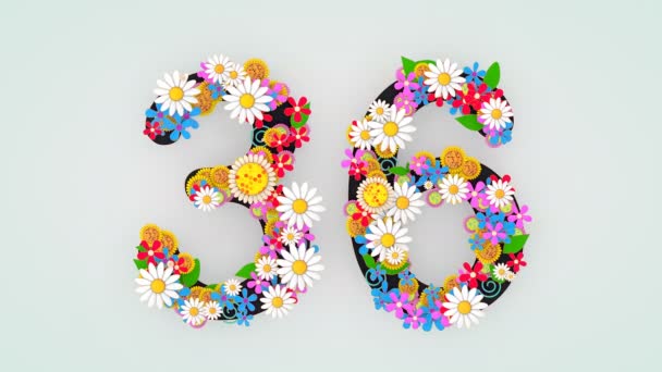 Animação Floral Numérica Dígitos — Vídeo de Stock