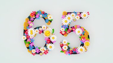 Numerical digit floral animation, 65.
